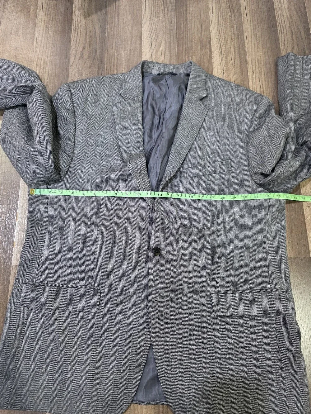 Vintage Ralph Lauren 100% Gray Herringbone Blazer Made In Canada Collegiate. 46R
